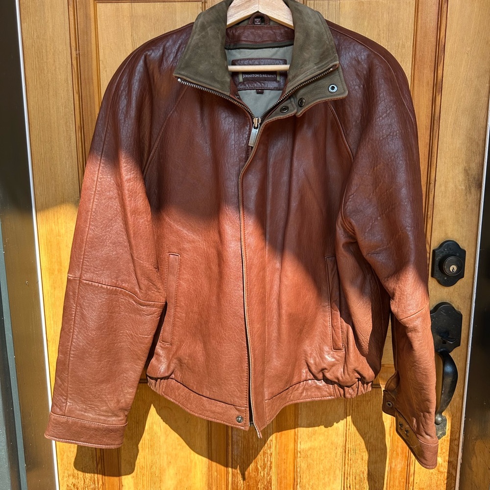 Johnston & Murphy Brown Leather Bomber Jacket